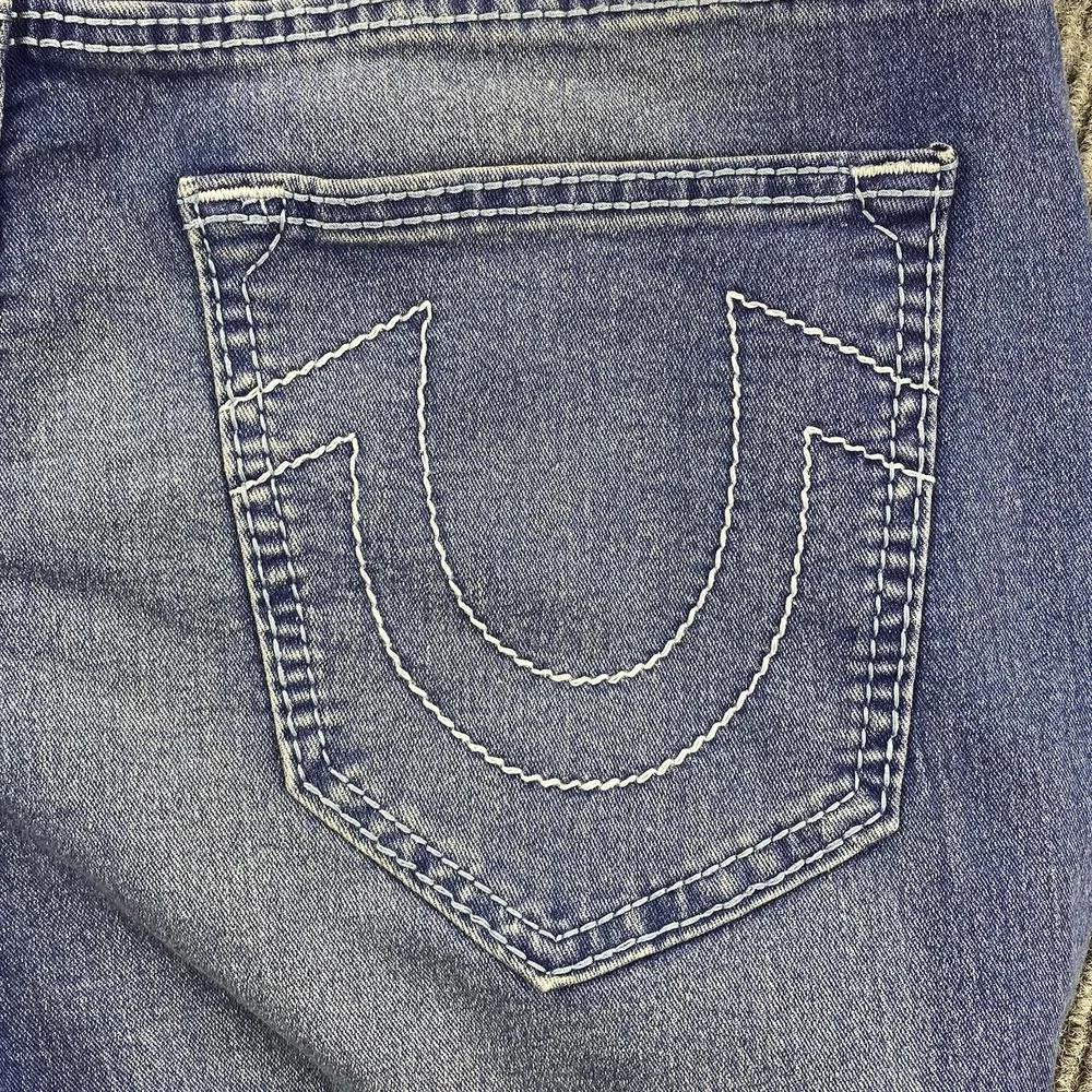 True Religion Geno Slim Jeans Mens 40 Blue Medium Neptune Wash Big T Denim Y2K